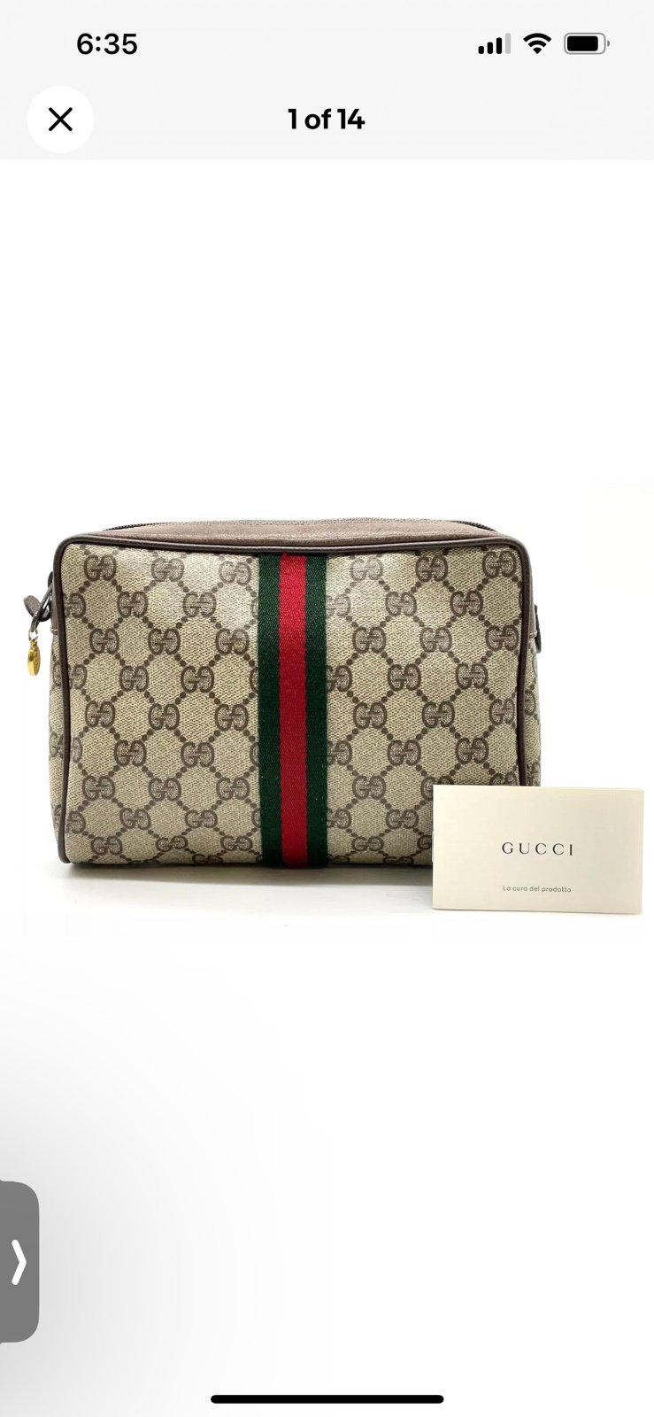 Authentic Gucci GG Supreme PVC Leather Beige Pouch