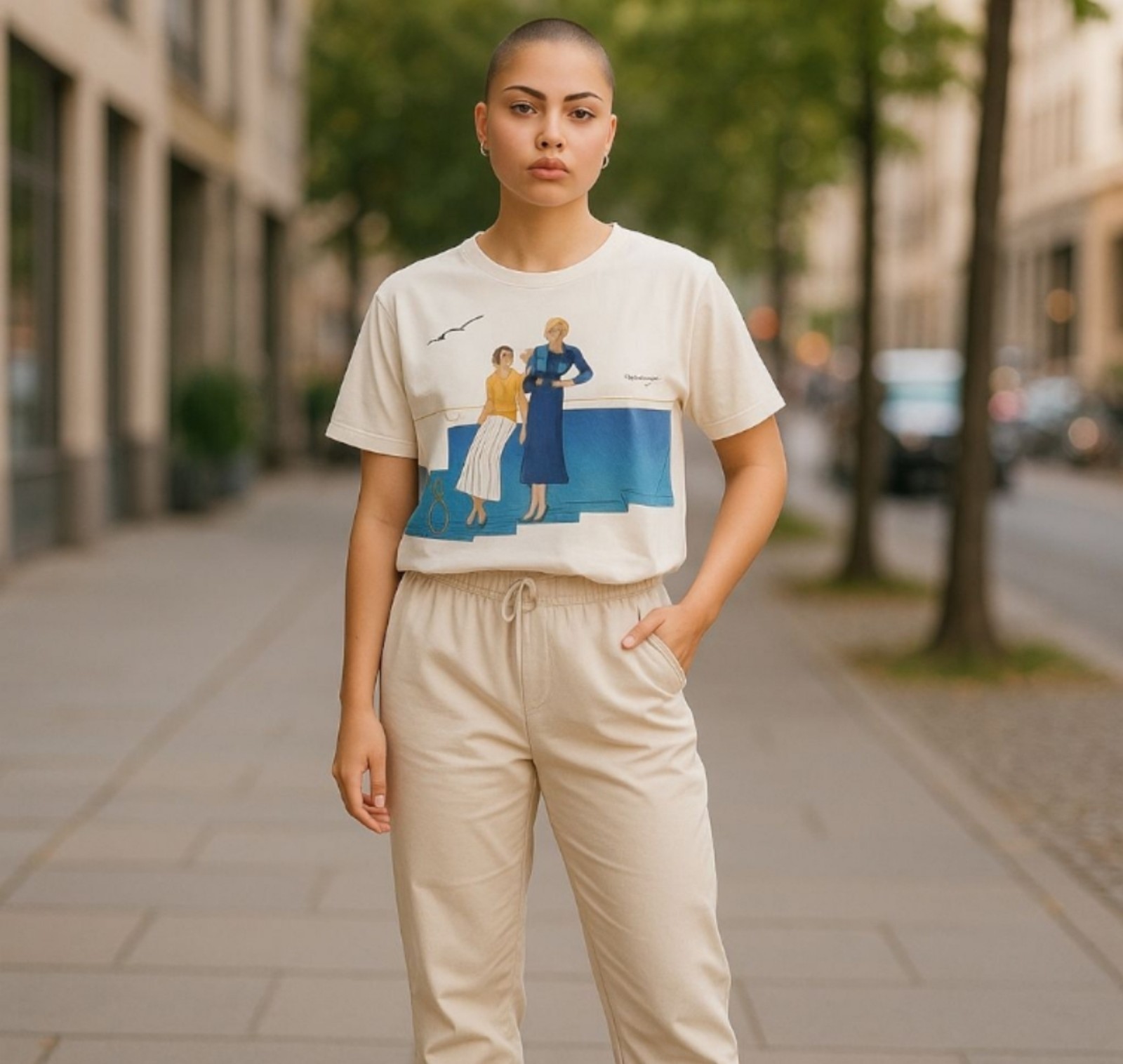 Defence D'Afficher Paris Womens Shirt M/L Size 3 White Art Deco Ladies Tennis