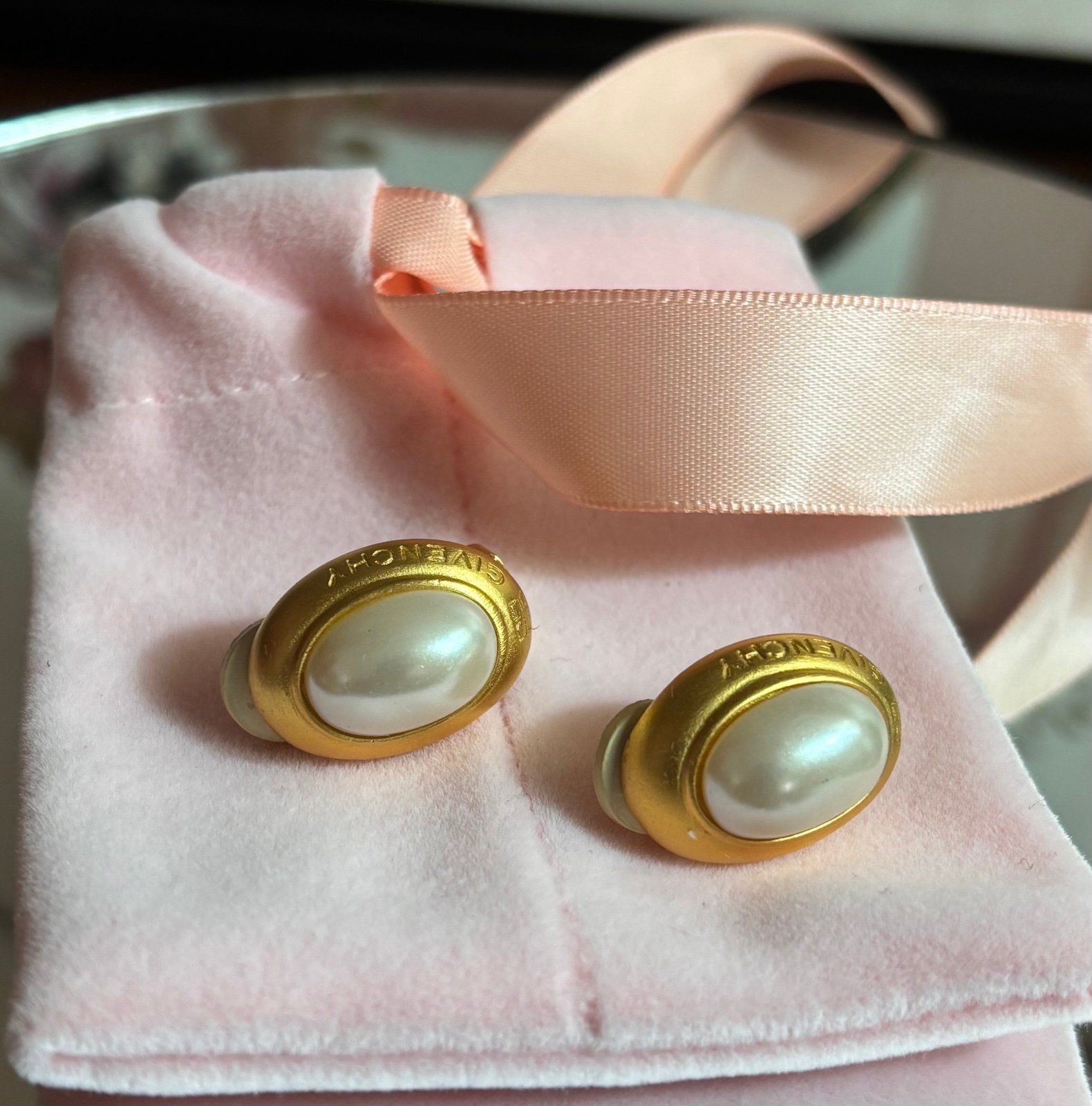 GIVENCHY Gold Plated Pearl Clip-On Earrings