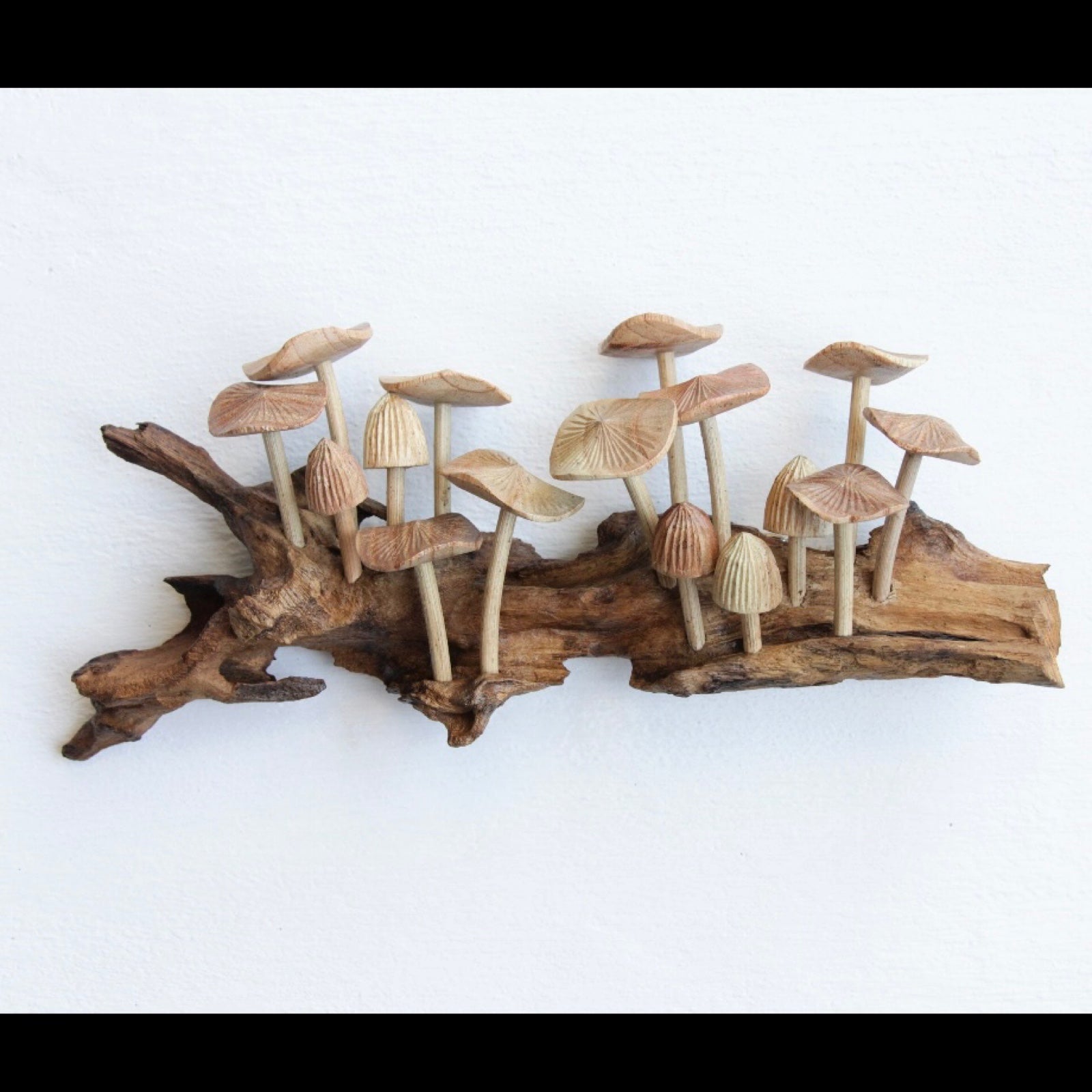 Wooden mushroom wall art