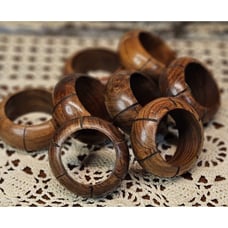 Set of 8 Dark Wood Napkin Rings