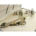 Kallani Vintage Peridot Cufflinks Set w Neck Tie Clip Silver Tone Formal IOB