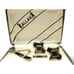 Kallani Vintage Peridot Cufflinks Set w Neck Tie Clip Silver Tone Formal IOB