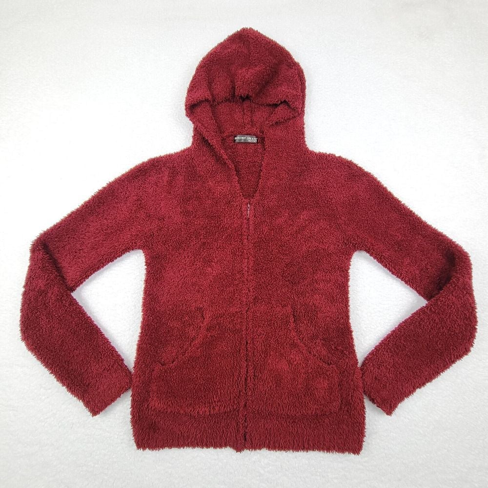 Barefoot Dreams Cozychic Full Zip Hoodie Red Measures Womens Small S **READ