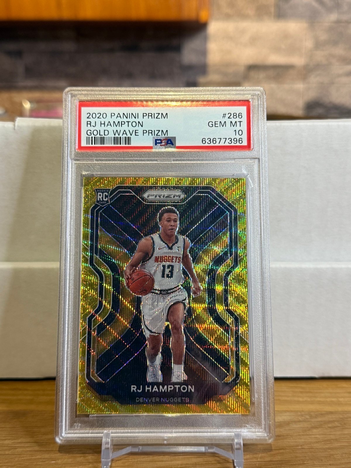 2020 PANINI PRIZM RJ HAMPTON GOLD WAVE PRIZM #286 PSA 10
