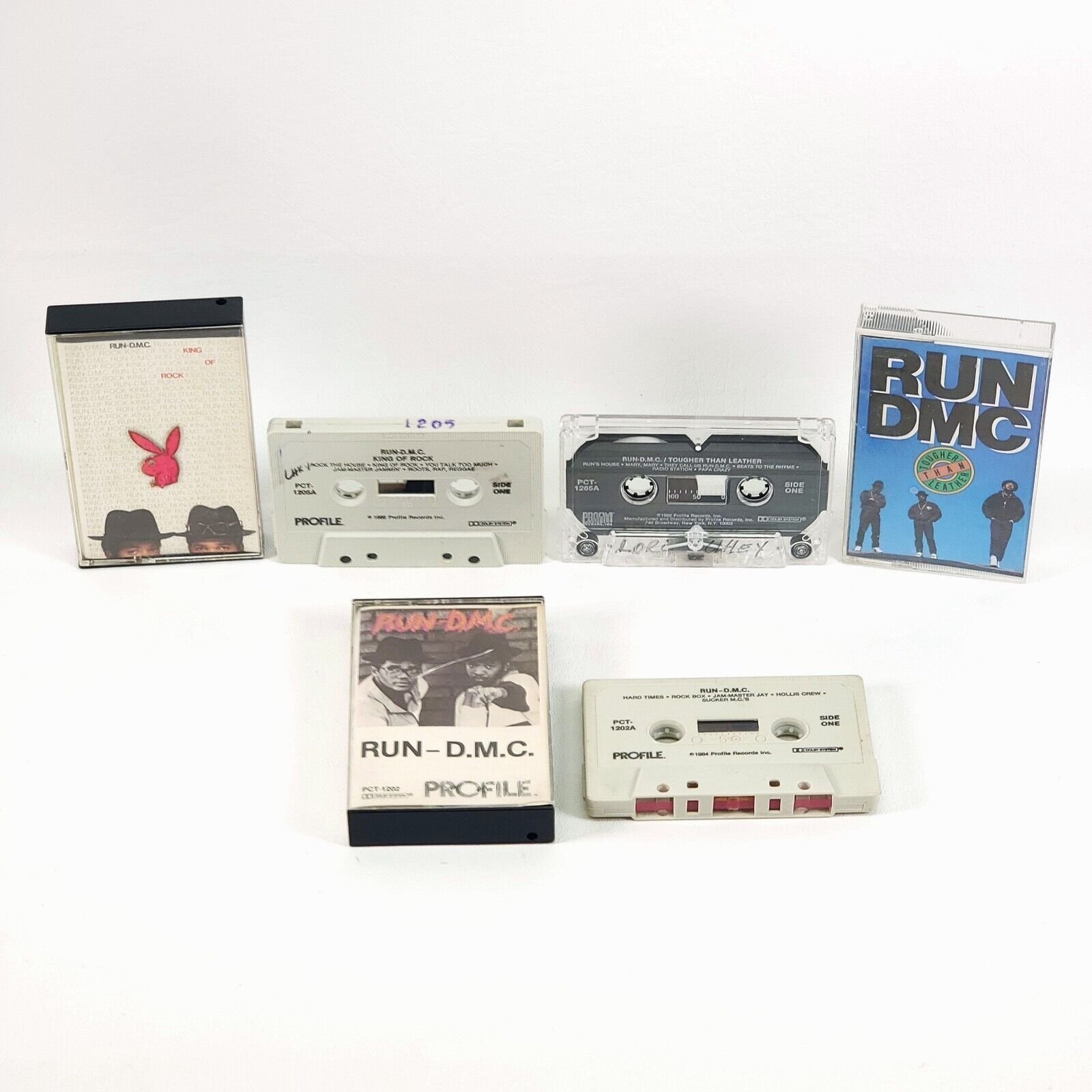 Run DMC 3 Rap Cassette Lot King Of Rock, Tougher Than Leather, Self Titled EUC