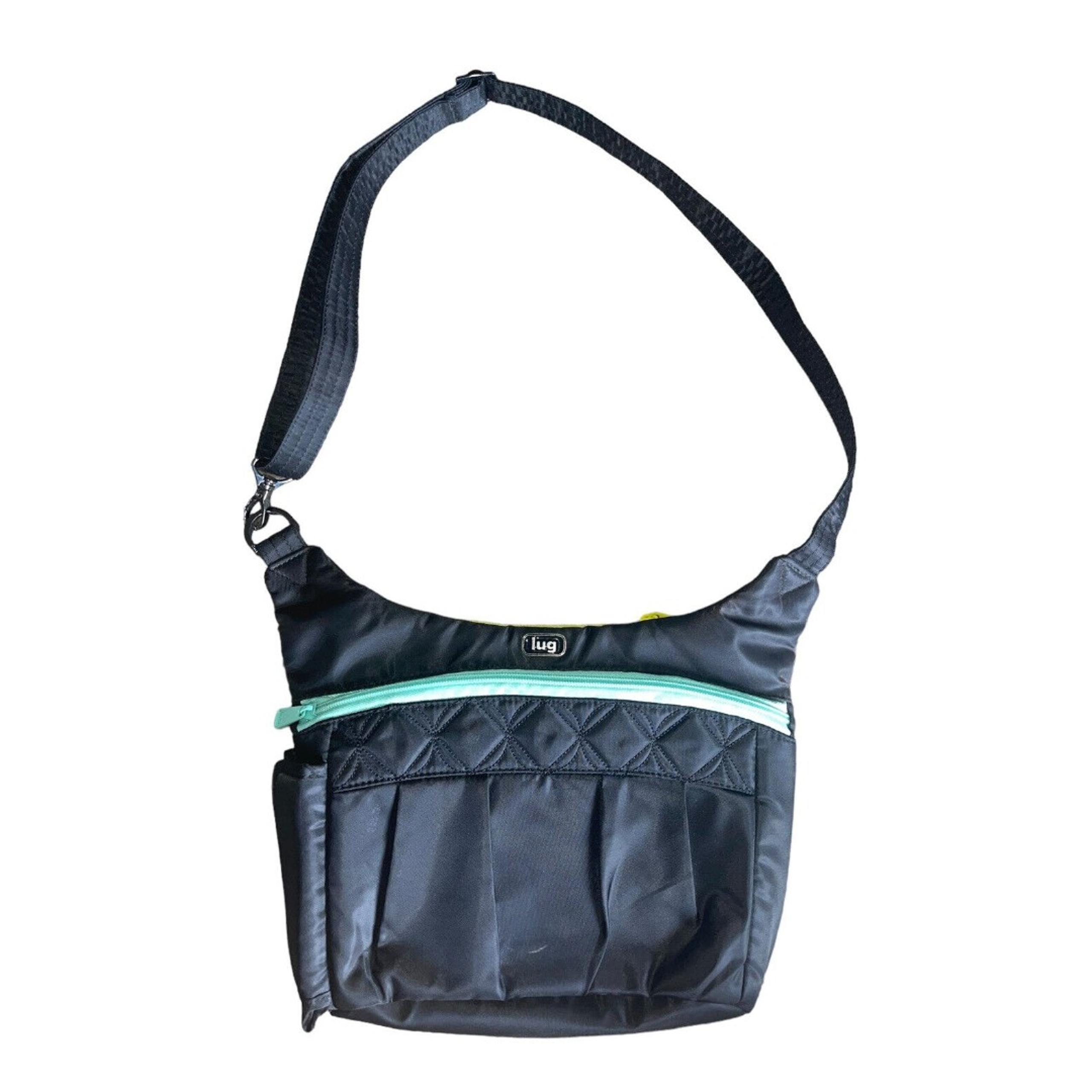 Lug Womens V Swing Black Crossbody Bag Zip Closure with Water Bottle Pouch