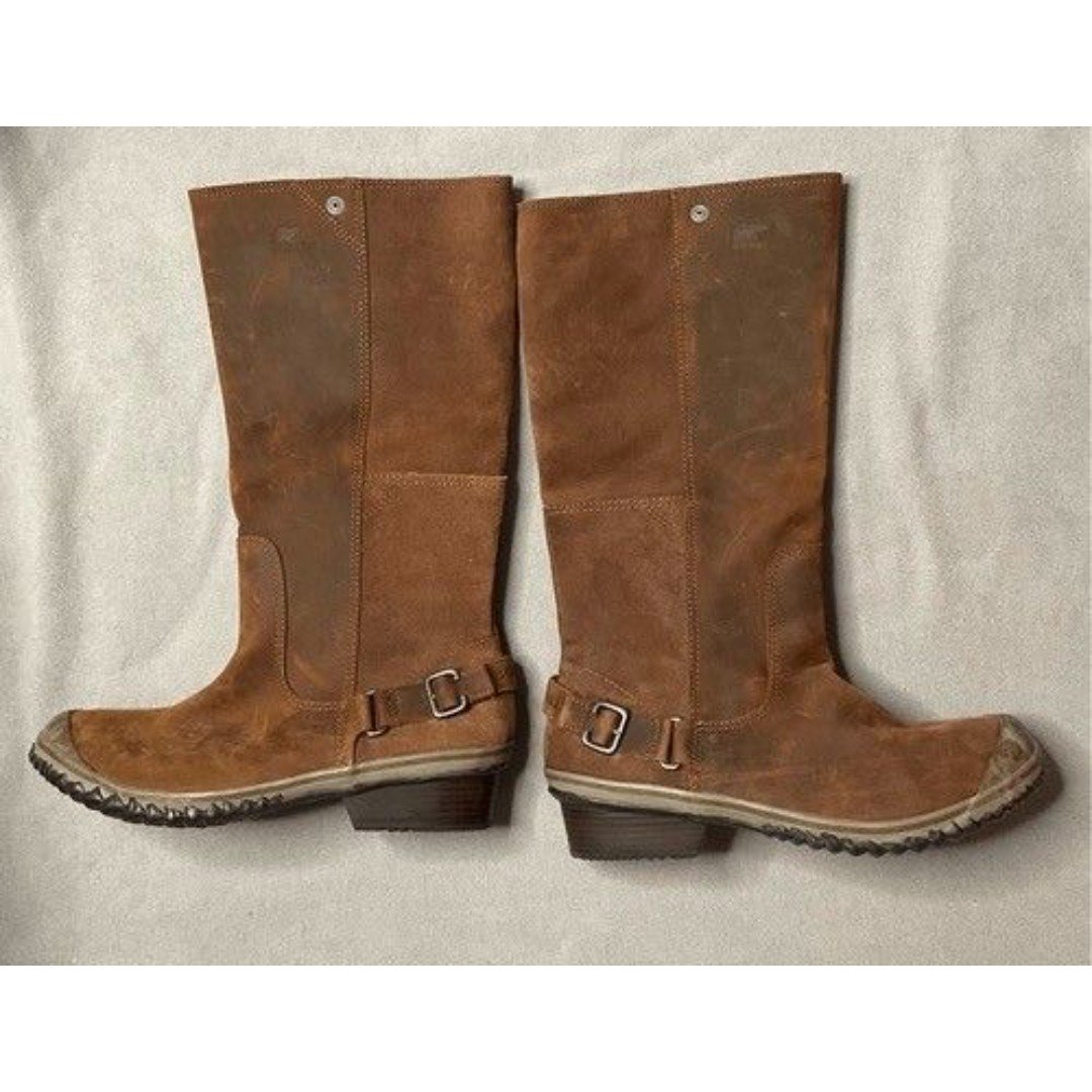 NWOB Sorel NL2108-260 Leather Knee High Pull On Winter Slim Boots Women Size 11