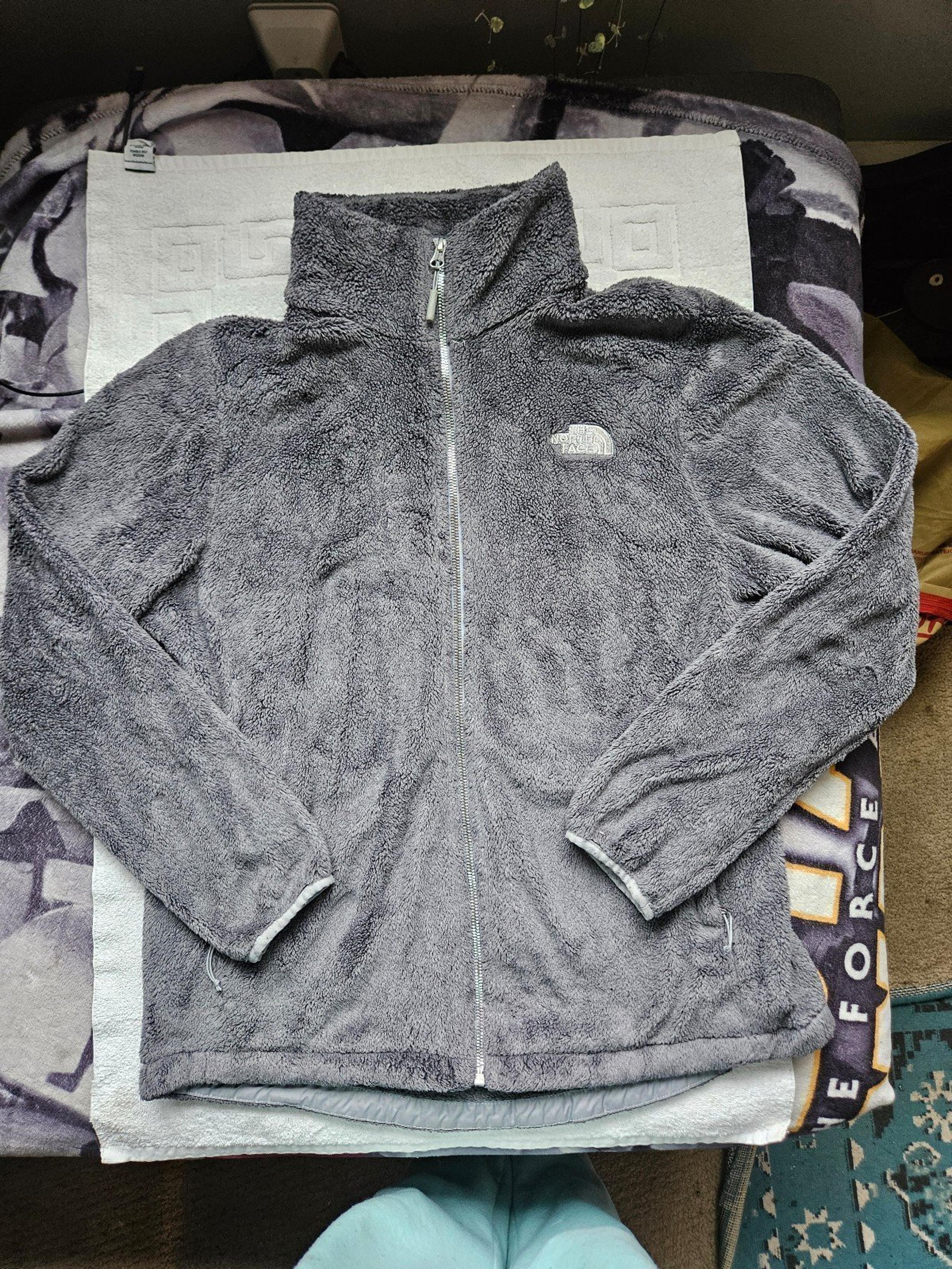 The north face fleece full zip jacket coat gray womens size large
