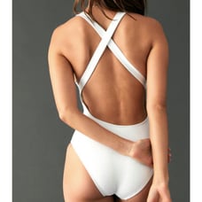 NWT Andie Women's The Tulum Open Back Ribbed One Piece Swimsuit White Size M