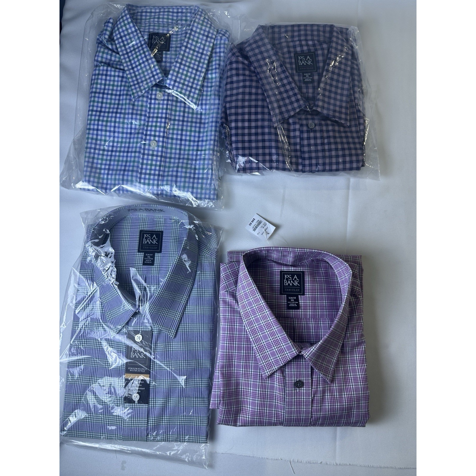 Jos A Bank Bundle Of 4 Brand New Traveler Dress Shirts Size 2XL Slim NWT XXL