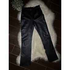 Rem Garson black leather straight pants sz 8