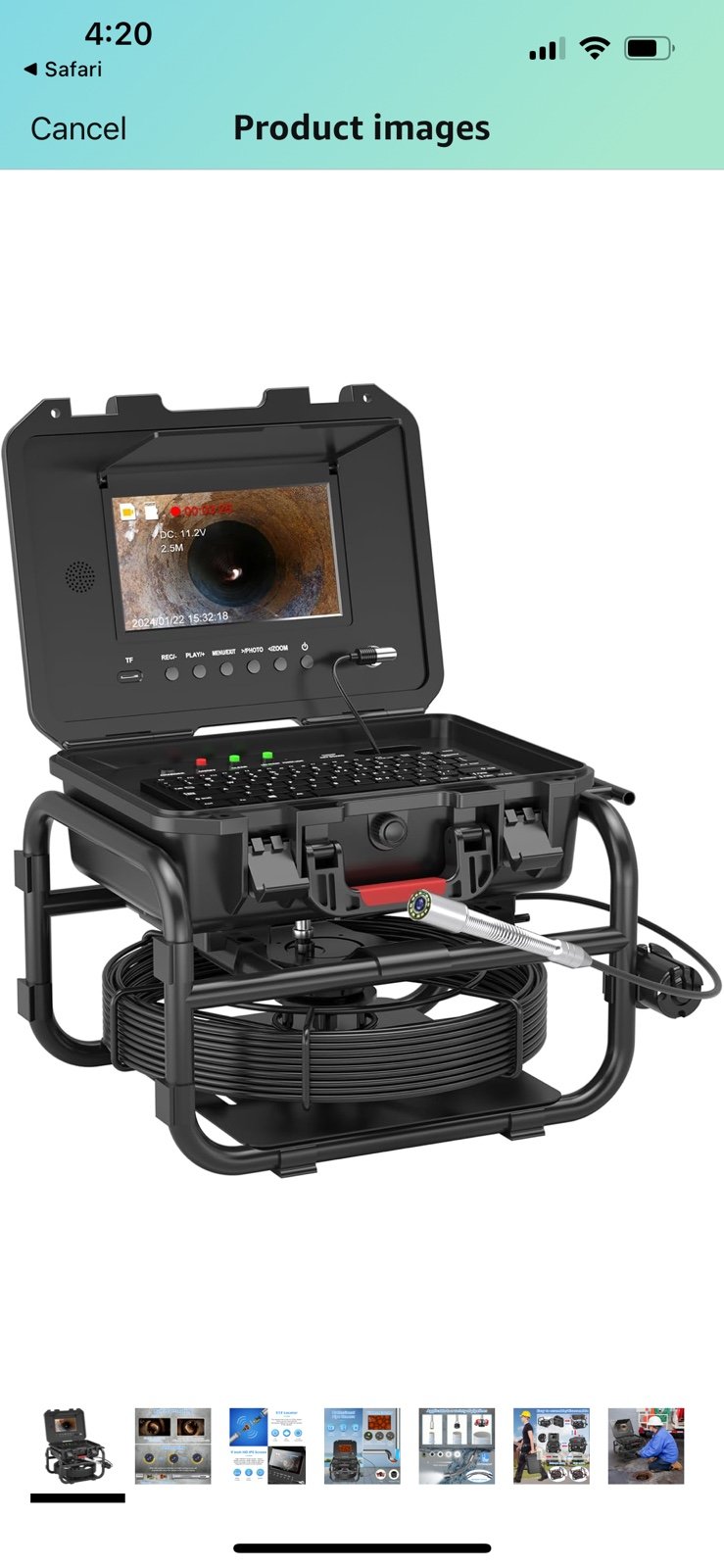 Sanyipace Sewer Camera Self-Leveling 131FT/40M, Drain Camera with 512Hz read des