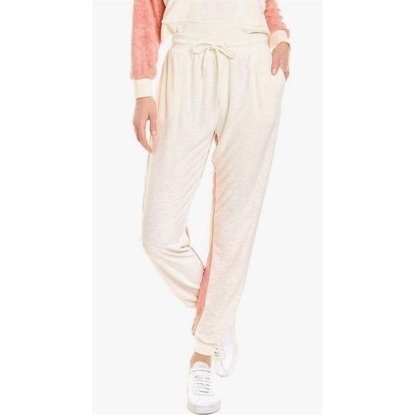 L*Space NWT Back At It Drawstring Terry Pants in Primrose and Cream Size M