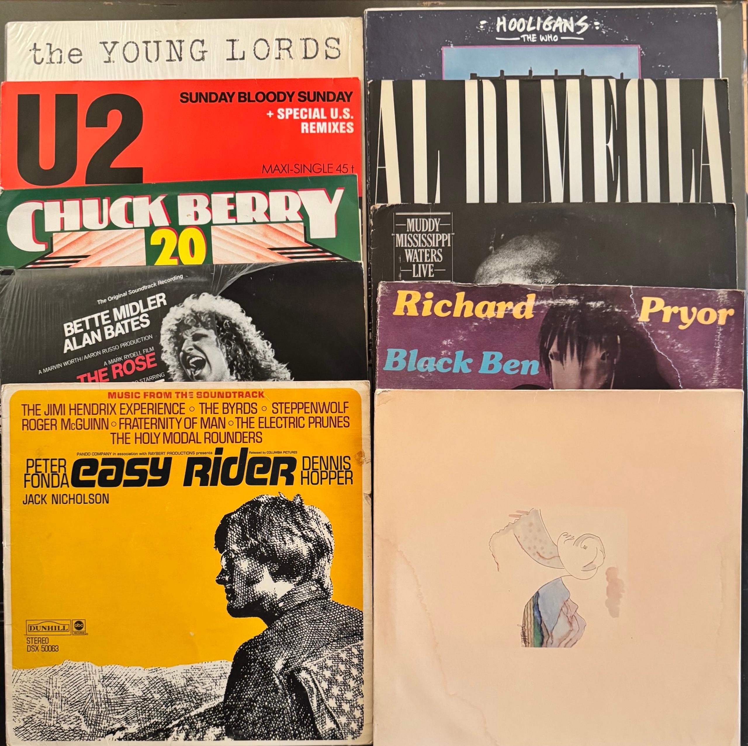 10 vinyl records. Various artist The Who, U2, Chuck Berry & more. Good condition