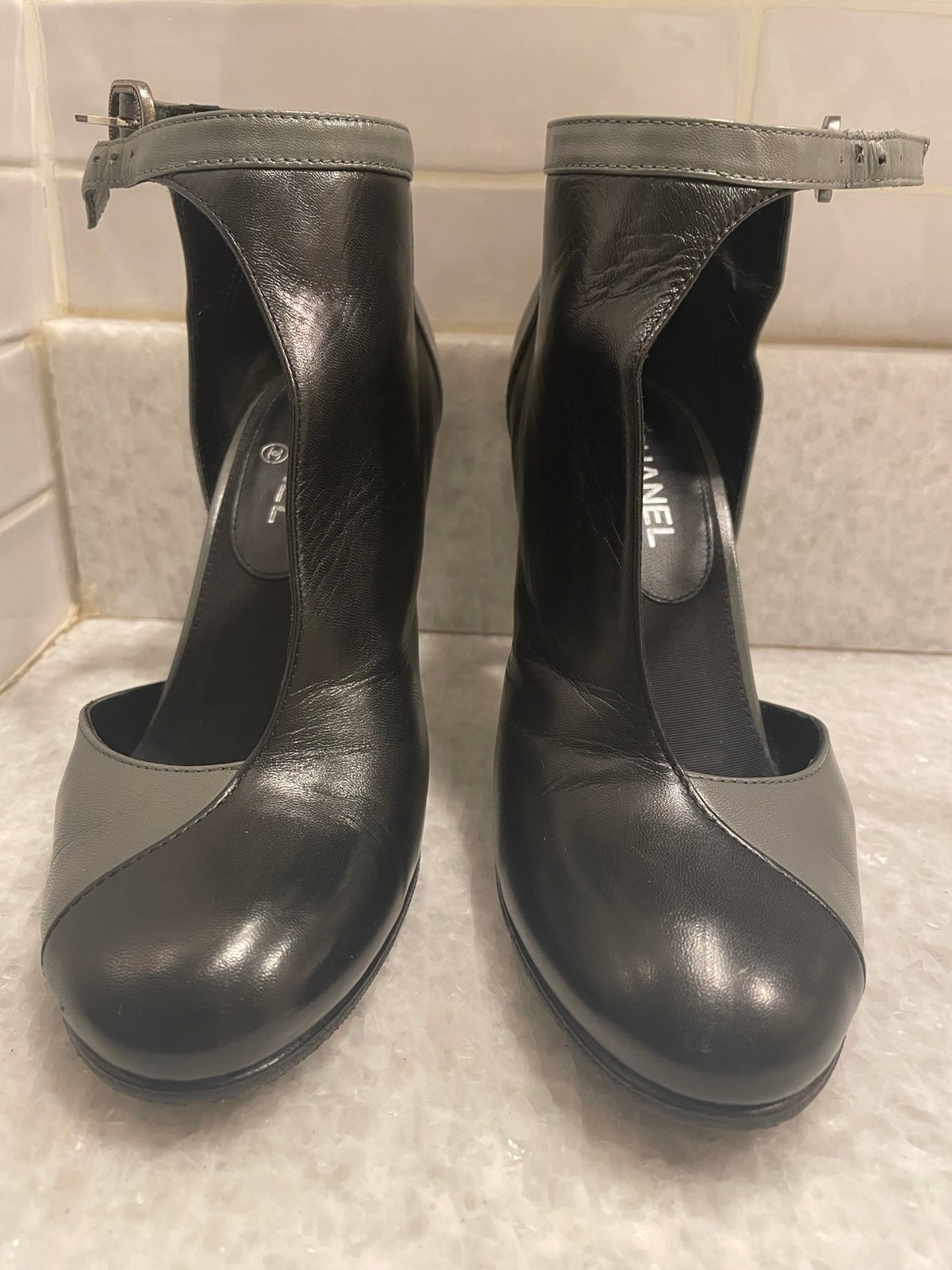 Chanel Black/Grey Bottines/Booties/Heels