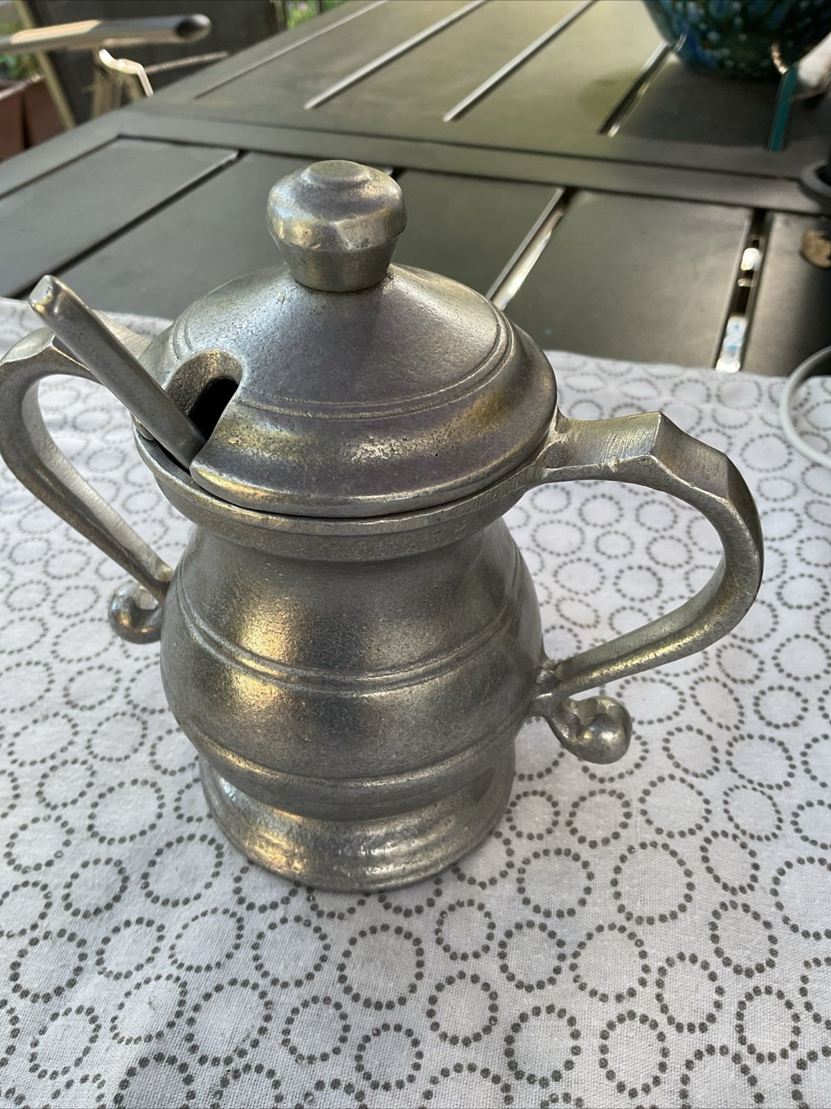 Vintage Wilton Armetale Pewter 3 piece Sugar Pot Set Columbia PA Made In USA