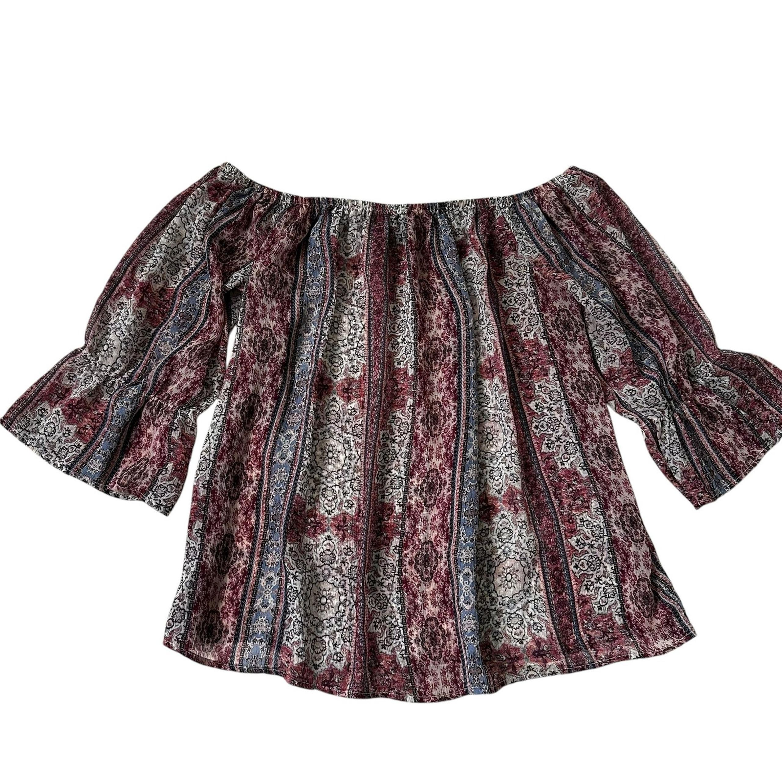 Ashley Stewart Multicolor Sheer Blouse Women Top Plus Size 1X | 65-58