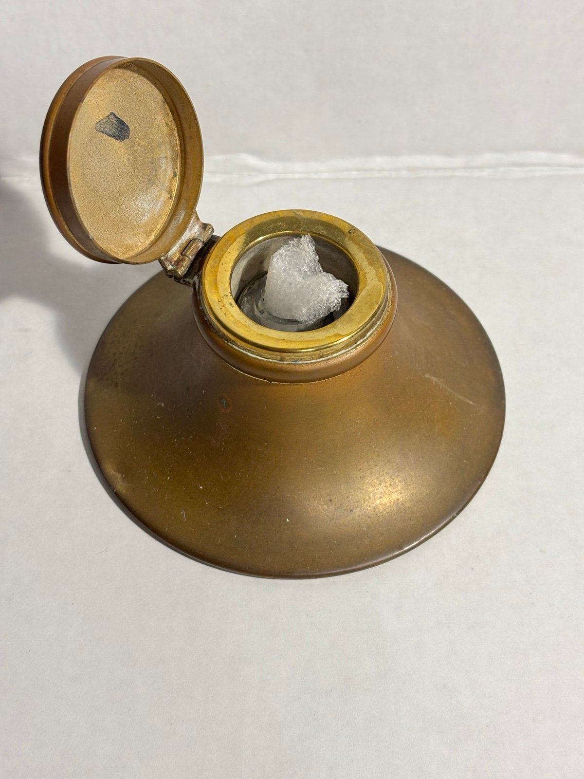 Vintage Large Brass Inkwell with Glass Insert stunning!