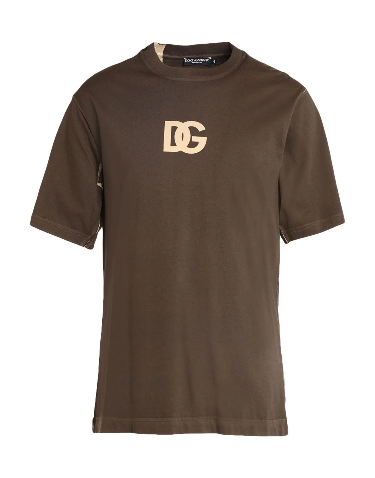 NWT Dolce & Gabbana Brown logo-print short-sleeve T-shirt. Size 46