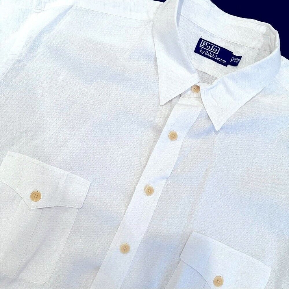 Polo Ralph Lauren Linen Blend Men's 3XB White Pockets Summer Casual Resort Wear