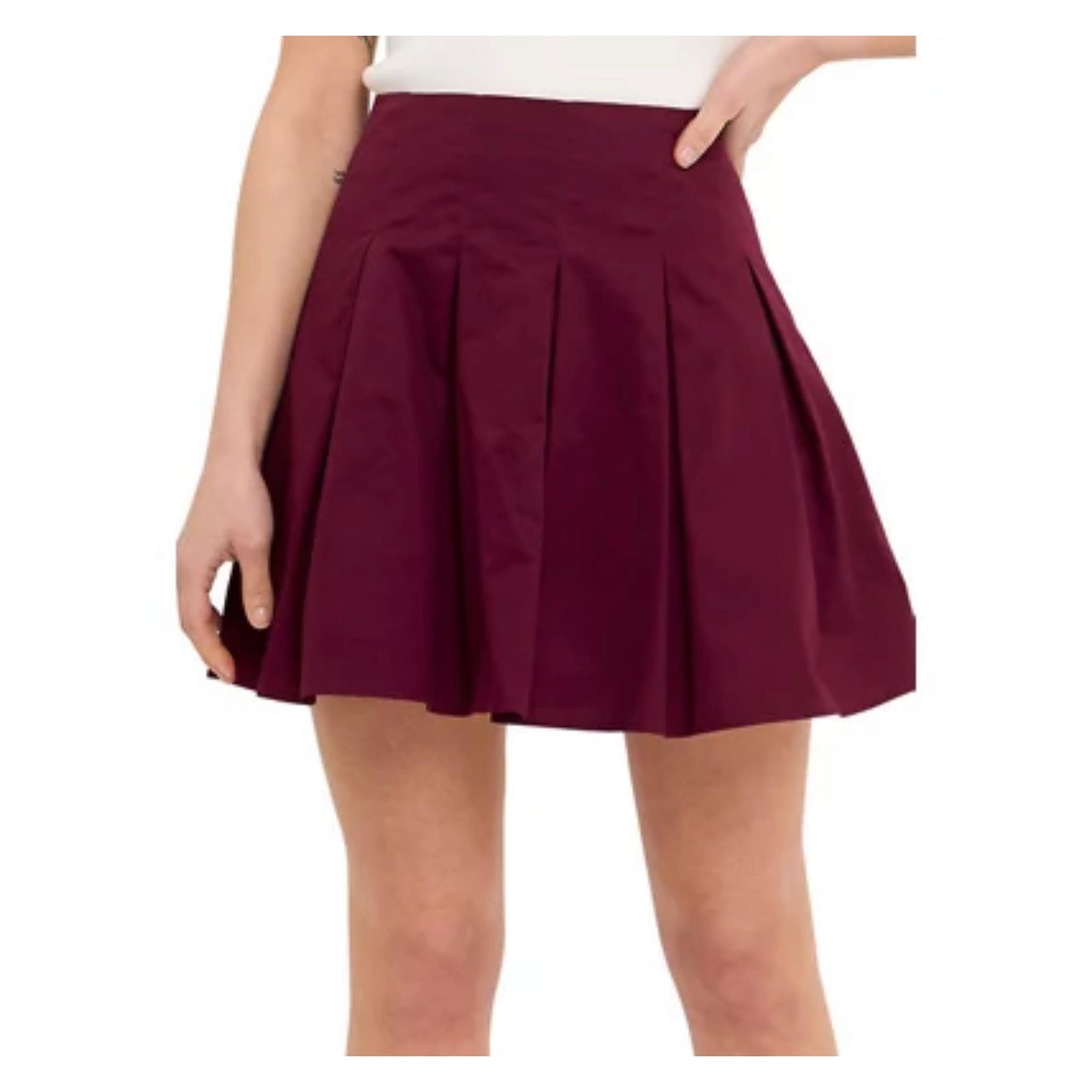 NWT Endless Rose Blythe Pleated Mini Skirt Burgundy size M