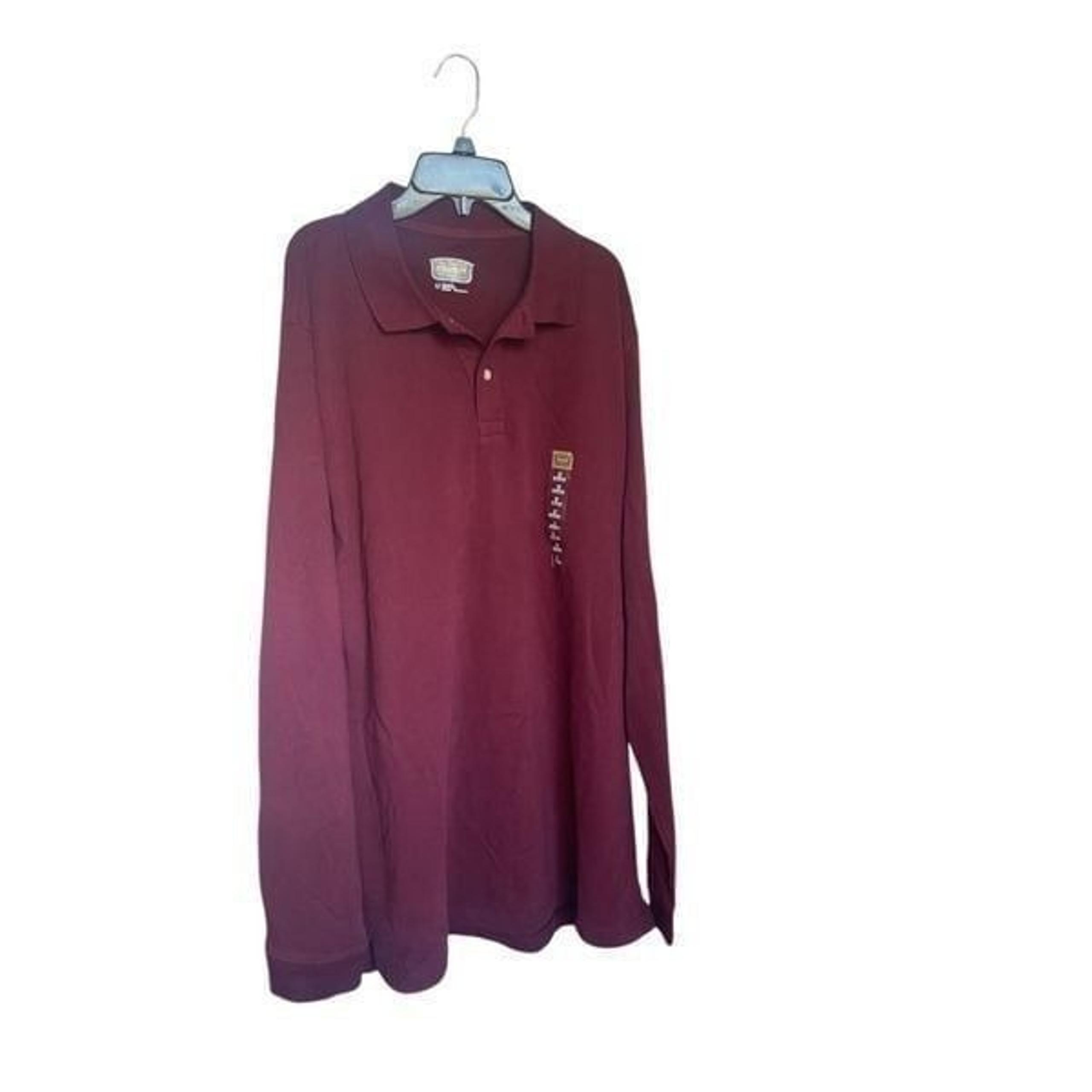 NWT Men’s Foundry Supply Co Long Sleeve Pullover Polo Shirt Size LT Burgundy