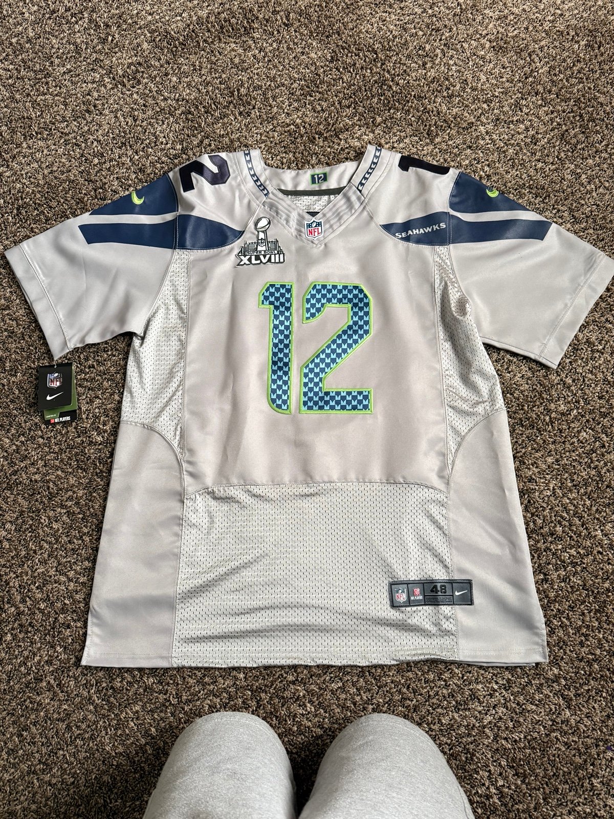 Seattle Seahawks Super Bowl XLVIII 12th man Wolf Grey Jersey