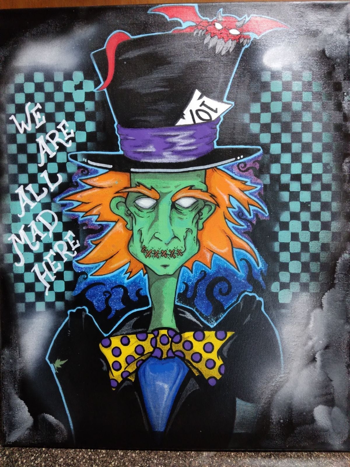 Handpainted Twisted Mad Hatter