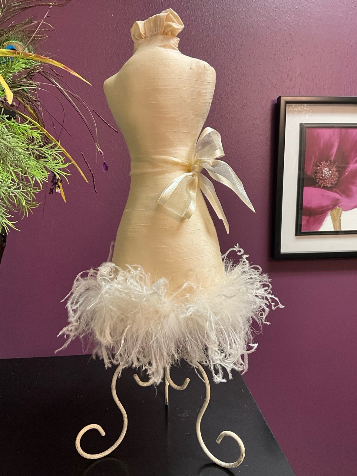 Vintage Dress Form with Marabou Feather Trim