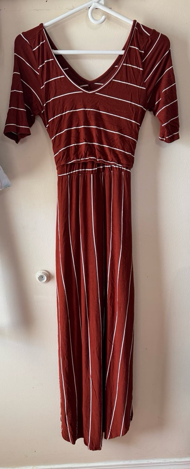 Latched Mama Starlet Maxi Cinnamon Stripes Dress