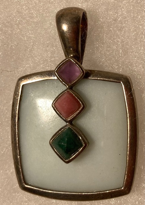 Vintage Sterling Silver Pendant, Charm, Nice Colorful Stones Design, Nice Design
