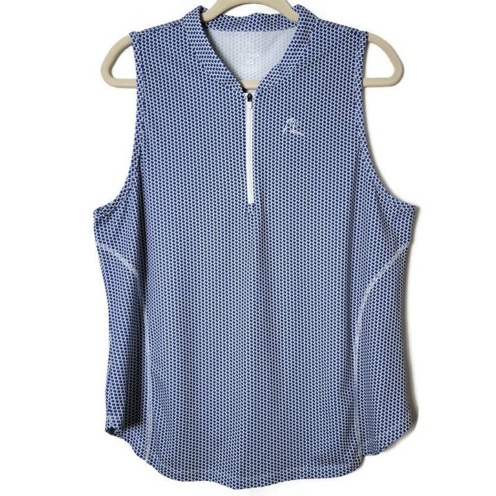 Rhoback Womens Don't Mess Texas Sleeveless Zip Mock Performance Polo XL Golf