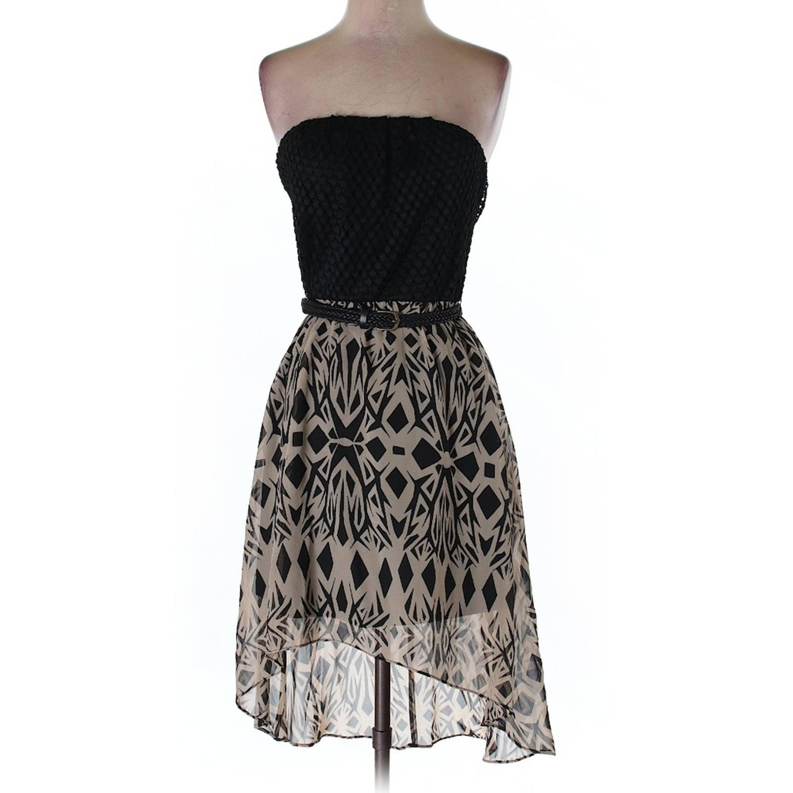 As U Wish highlow black patterned colorblock Boho dress