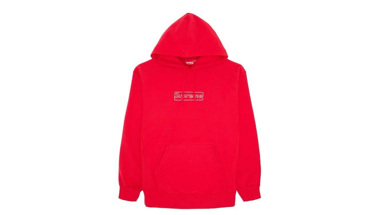 Supreme Hoodie 21SS Kaws Chalk Logo Hooded Sweatshirt L Cotton Red Large