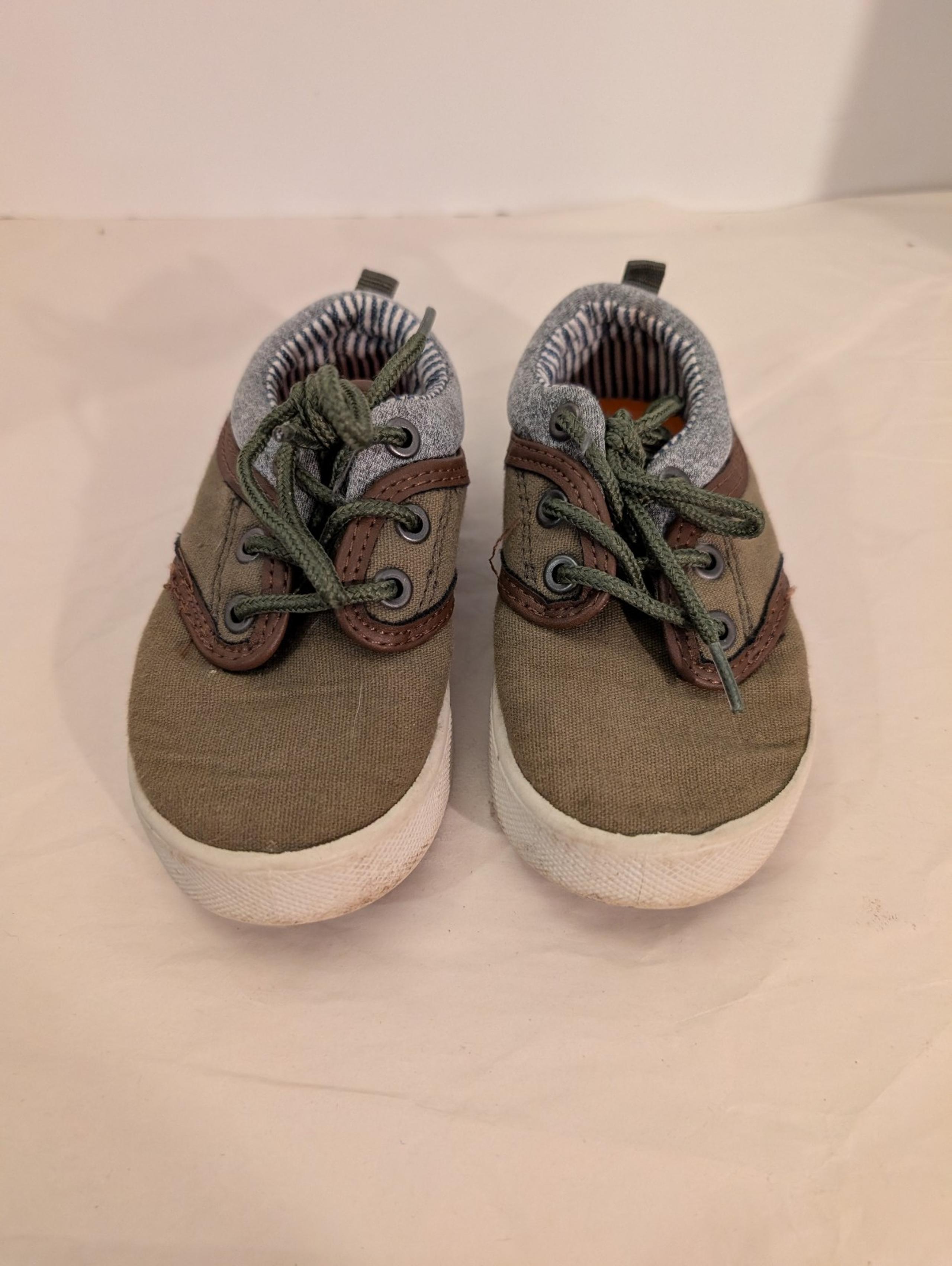 OshKosh B'Gosh Nico Toddler Boy Olive Green Lace Up Sneakers in Size 7