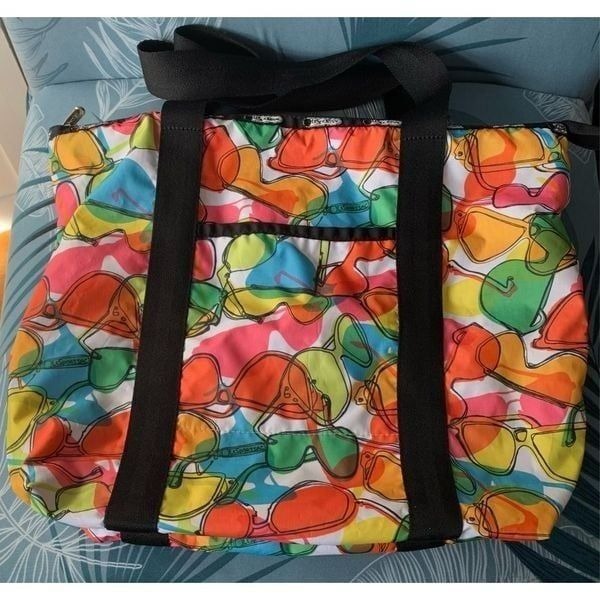 LeSportSac shoulder Bag TOTE PURSE colorful sunglasses BEACH WORK SCHOOL