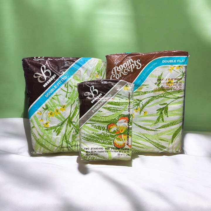 VTG Bibb Double Sheet Set Of 3 Items Spring Meadow Butterflies Daisies New
