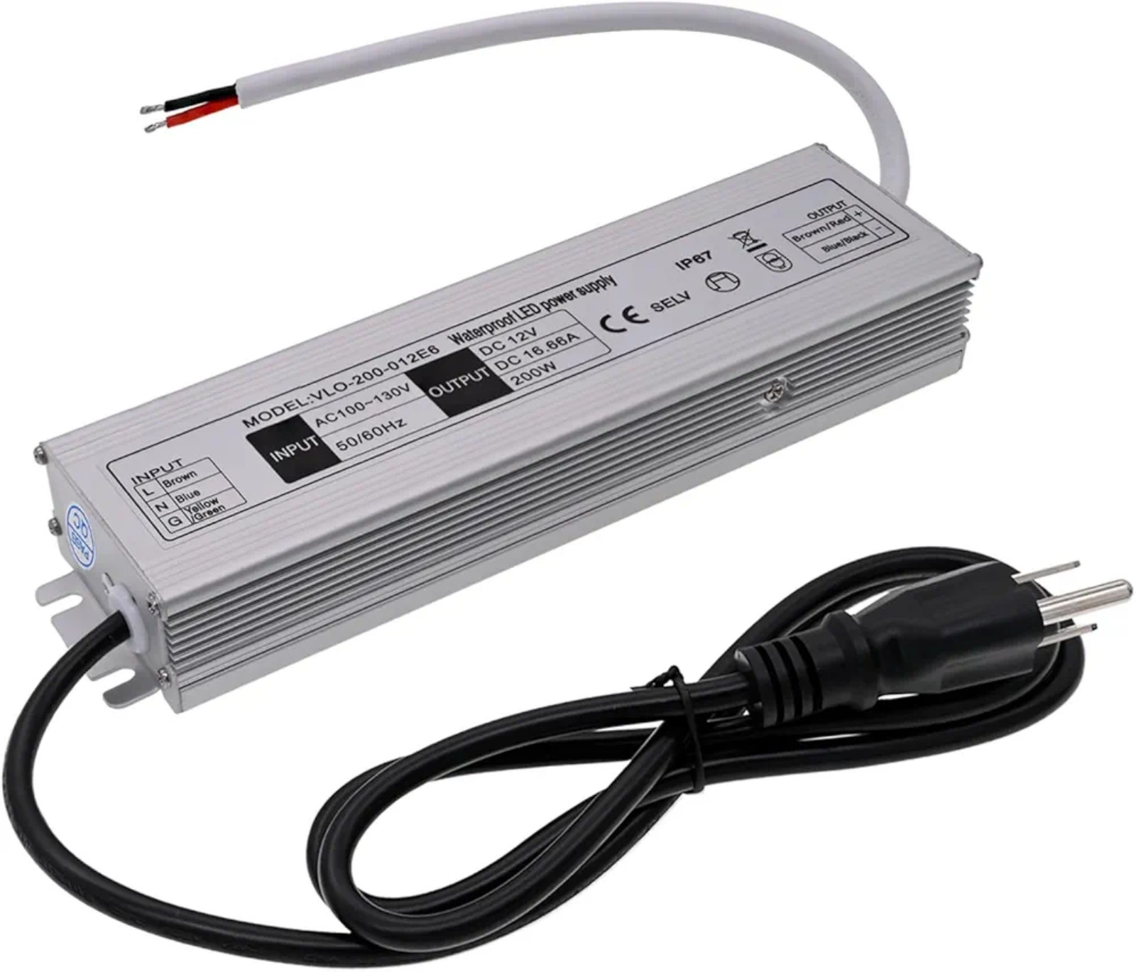 12V LED Power Supply 200W Low Voltage Transformer Adapter,AC100-130V to DC12V 16
