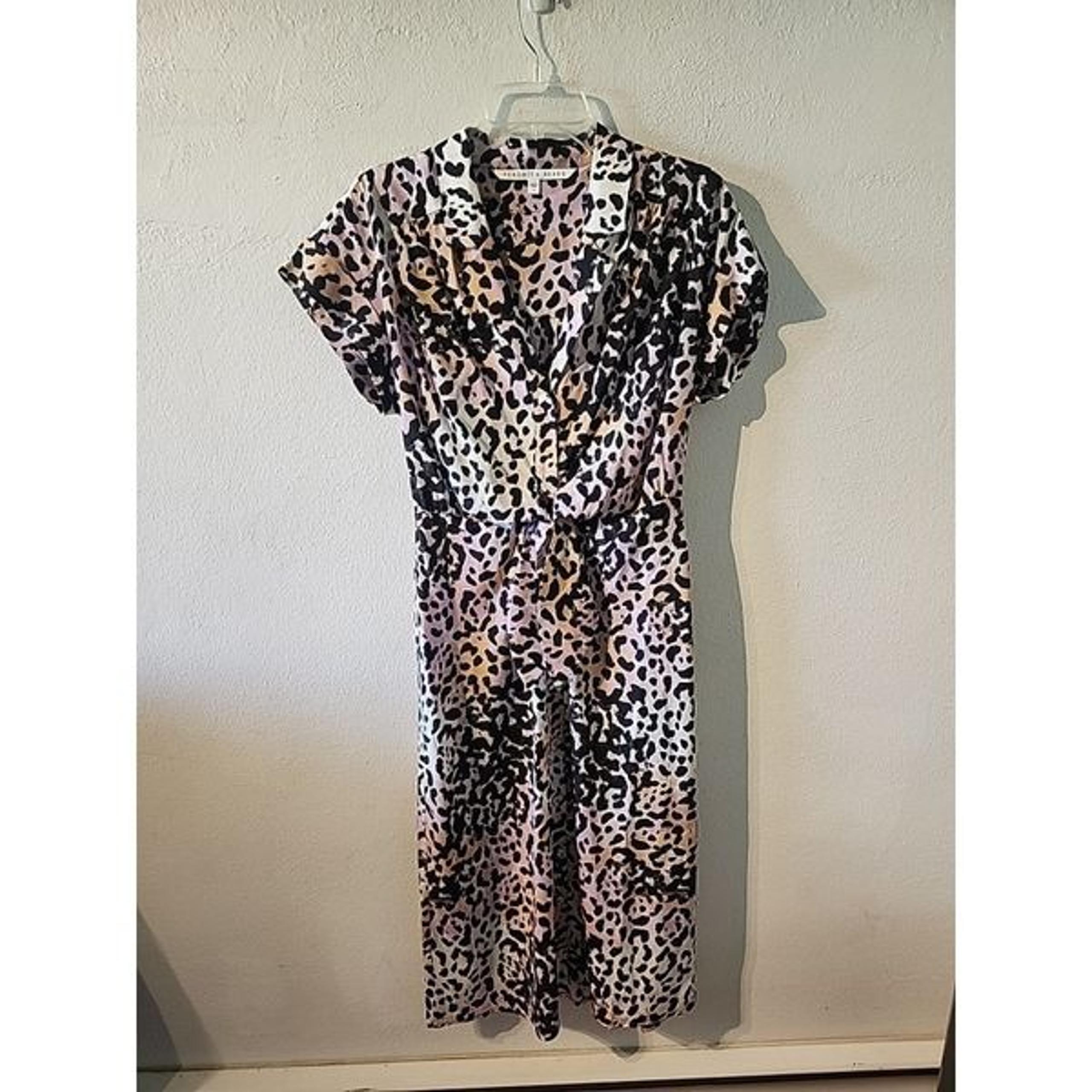 Veronica Beard Womens Silk Short Sleeve Leopard Print Sheath Dress Size 4