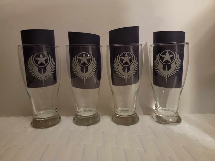 Laser etched Pilsner glass set