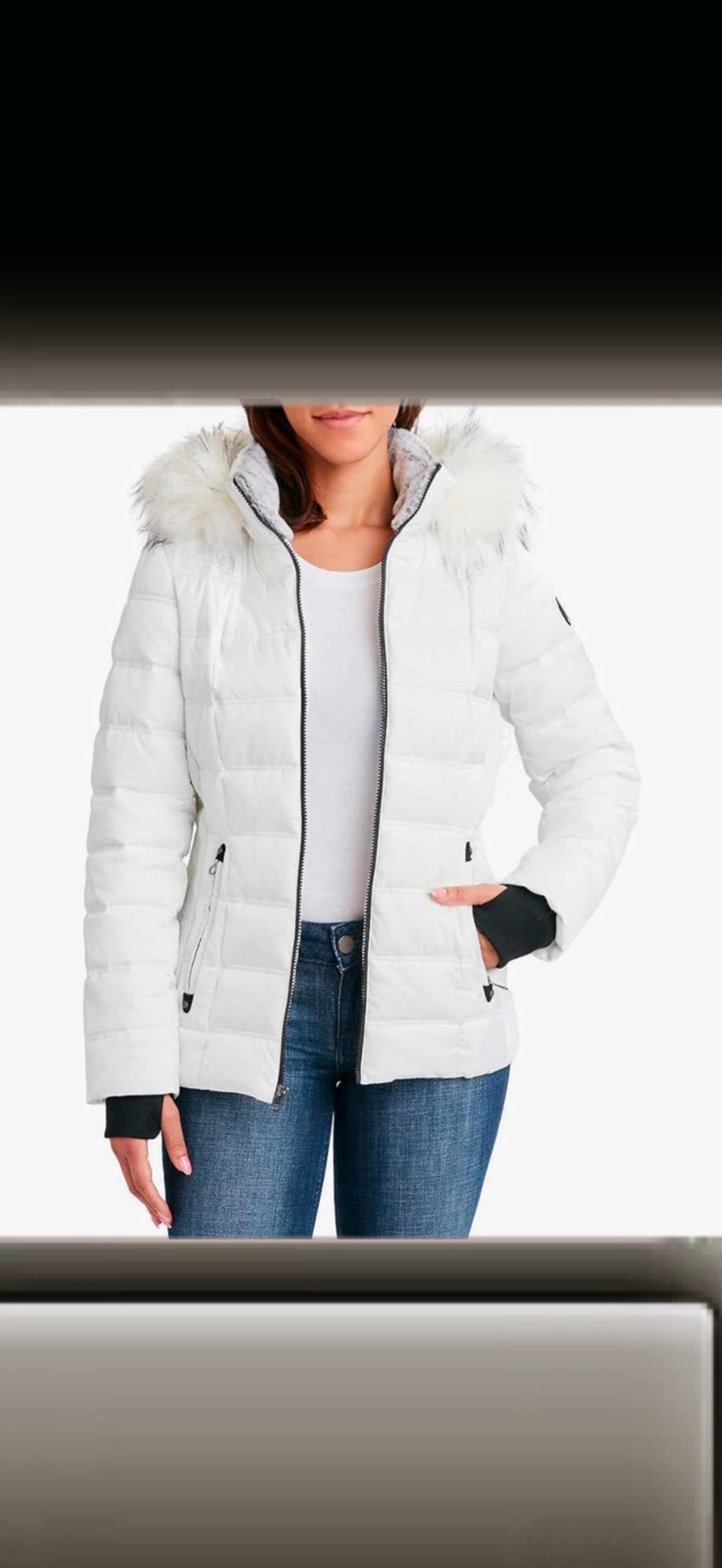 Nautica Womens Faux Fur Trim Hooded Midweight Puffer Jacket