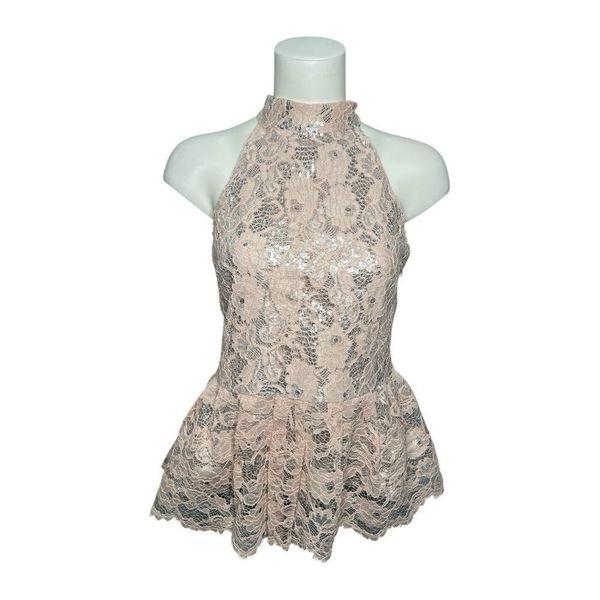 Venus Blush Pink Lace Sequin Halter Top size 6 or Small