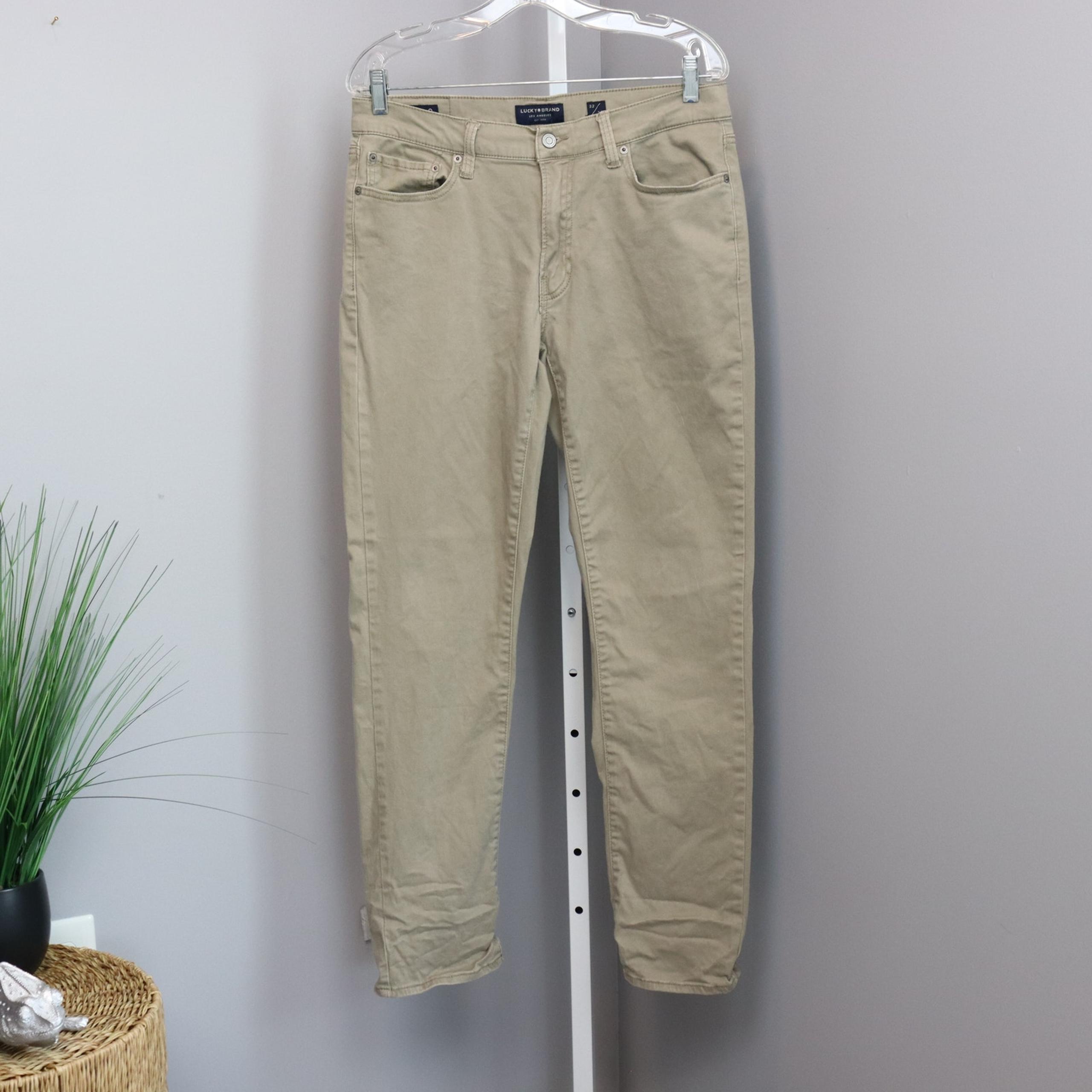 Lucky Brand 32x32 Khaki Stretch Jeans Pants Slim Straight Fit