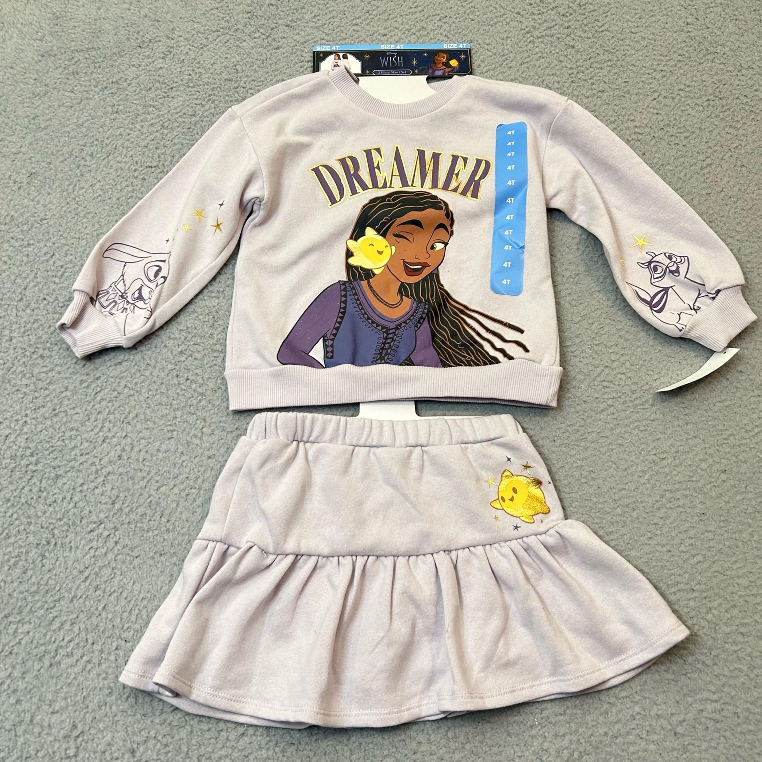 Disney Outfit Set Girls 4T Purple Wish Dreamer 2 Piece Skort & Sweatshirt NEW