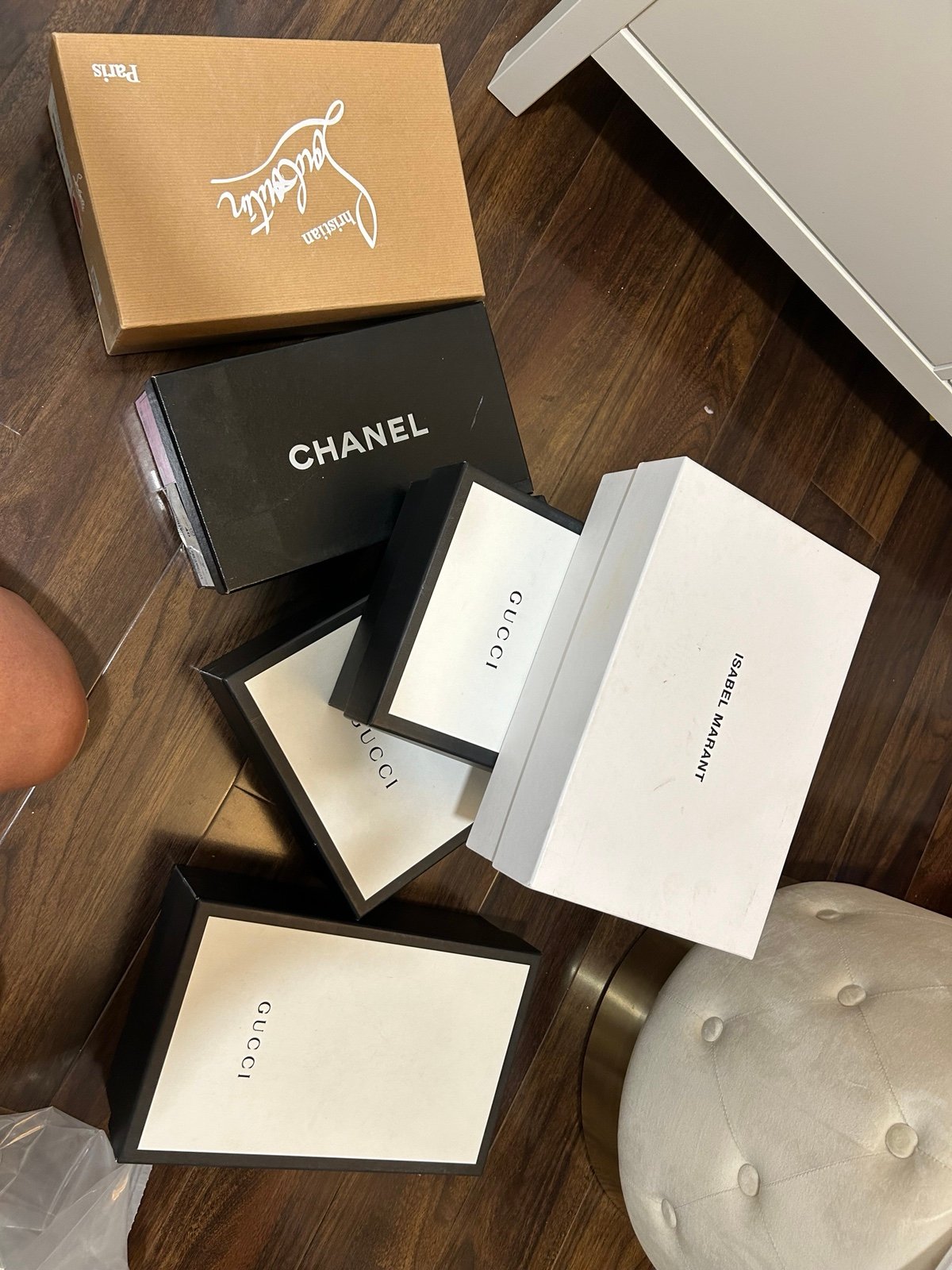 Lot of empty luxury shoe boxes