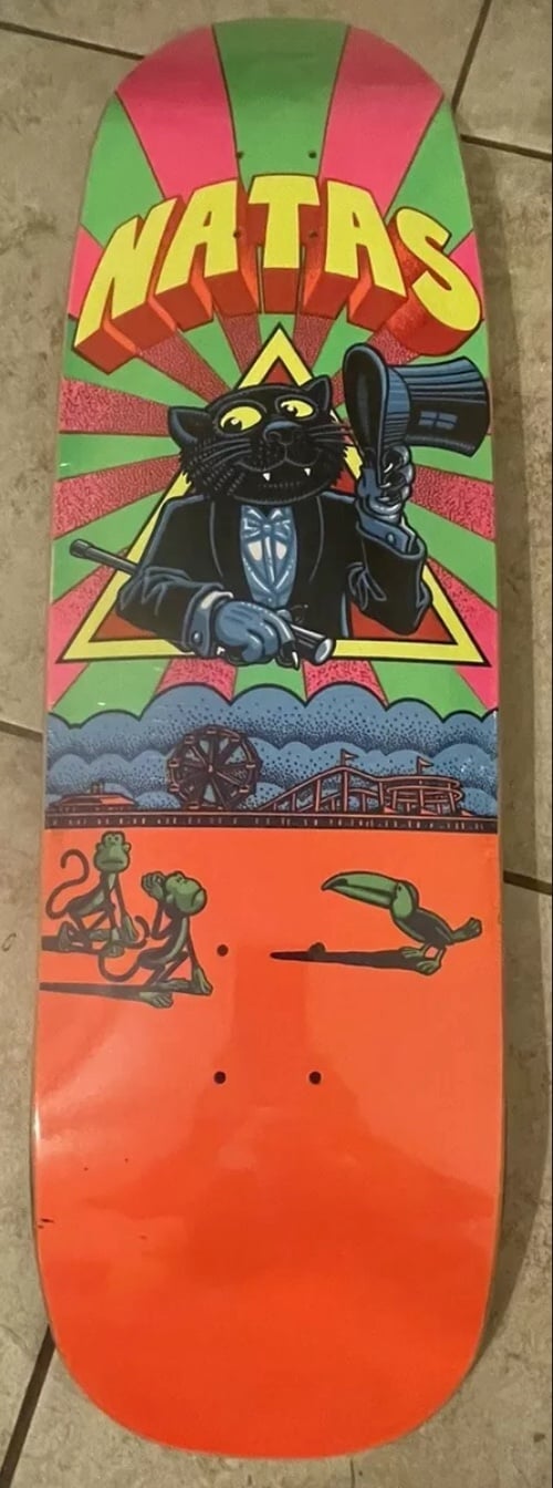 Heritage 101 Natas Panther Screen Printed Skateboard Deck 9.25 X 32.2 Orange