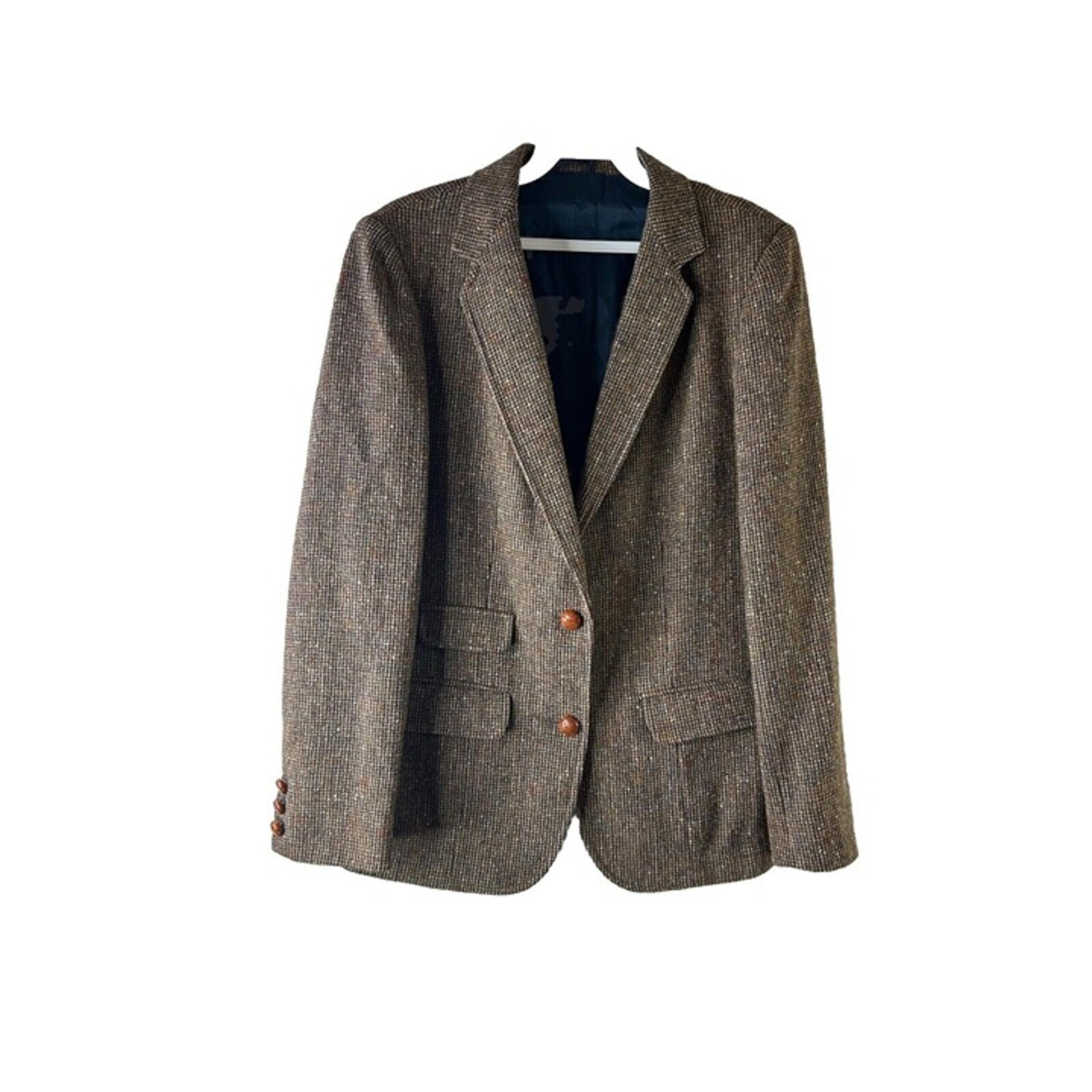 Vintage 80s Womens Small Wool Tweed Two Button Blazer Suit Coat Jacket
