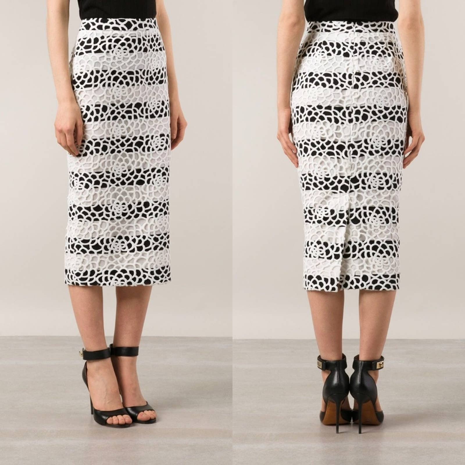 floral striped pencil skirt