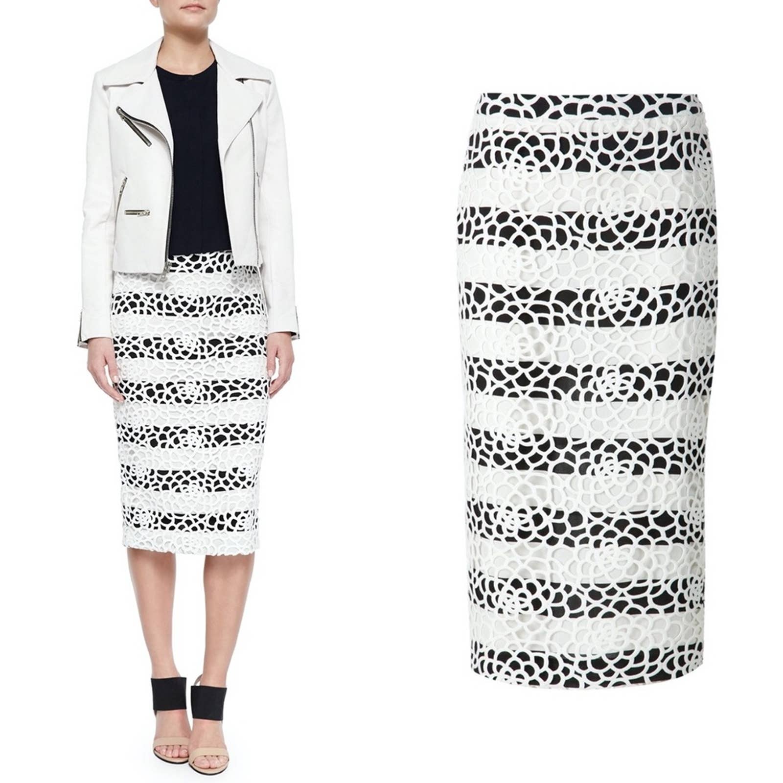 floral striped pencil skirt